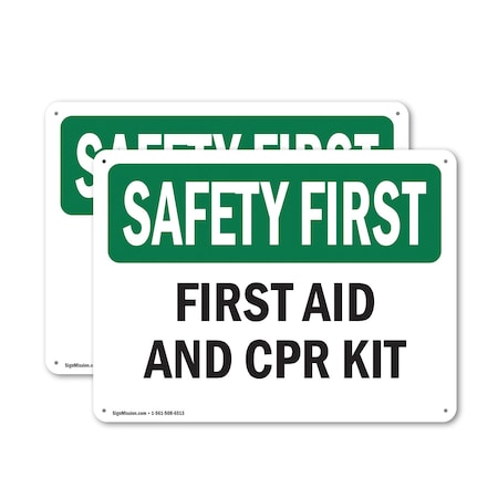 Signmission First Aid And CPR Kit, 18 in W x Rectangle, Aluminum OS-2PACK-SF-A-1218-L-10620
